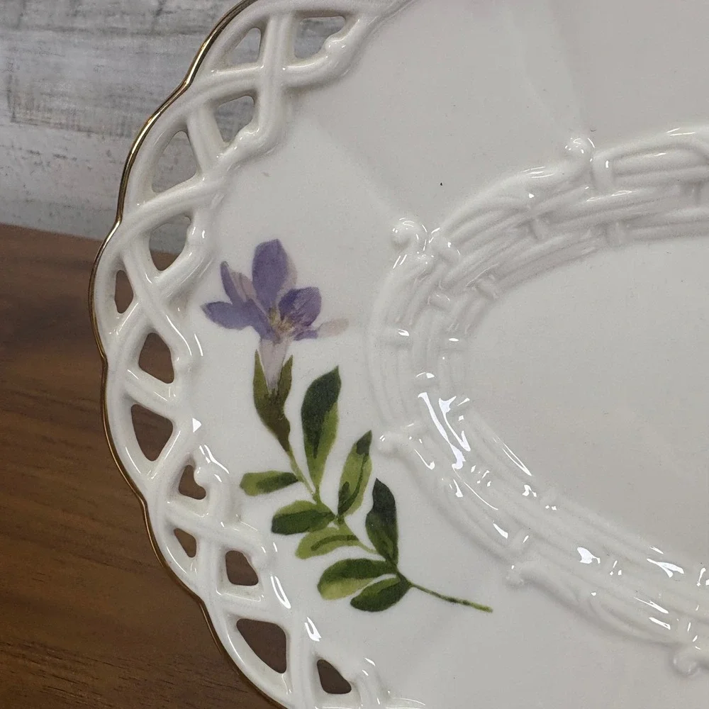 Lenox‎ Wildflower Basket Vanity Oval Tray Pate Ivory China Vintage 10